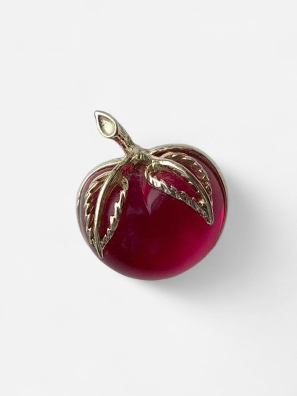 Vintage Signed Sarah Coventry Jelly Belly Gold Tone Pink Cherry Apple Brooch